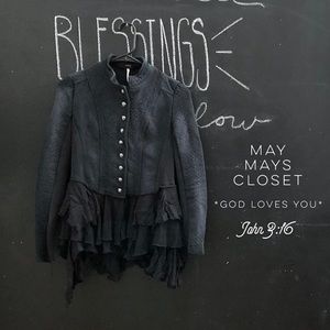 READ RARE Free People Military Ruffles Jacket 0